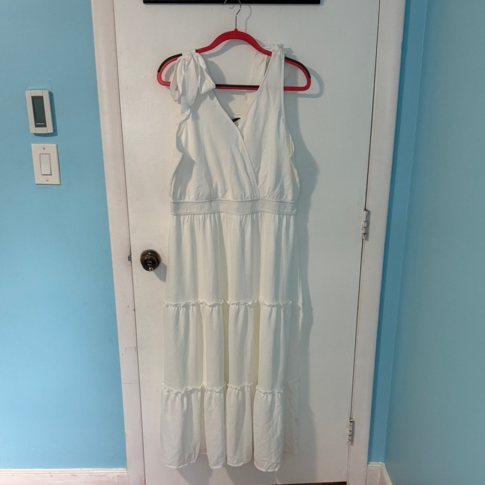NWT White Sleeveless Dress with Tie Shoulders